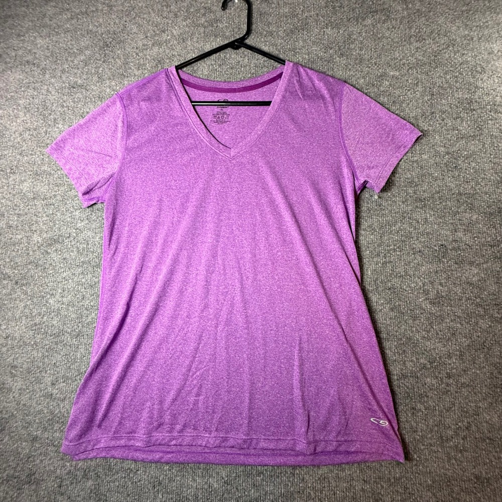 C9 Champion Duo Dry Purple Heather V-Neck Activewear T-Shirt Womens XL